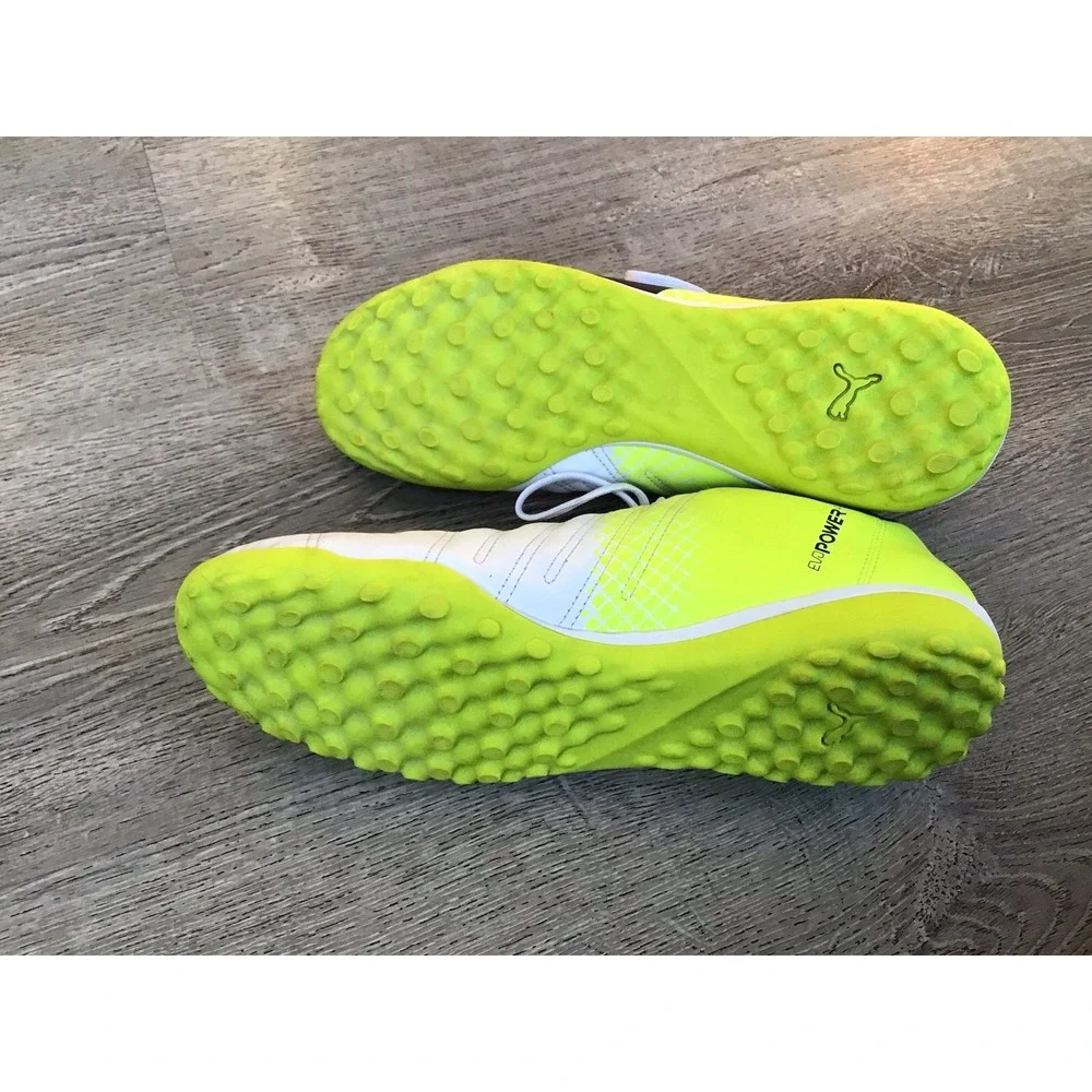 Puma Mens evoPOWER 4 Size 12 Indoor Soccer Cleats Turf Neon Yellow White 103588